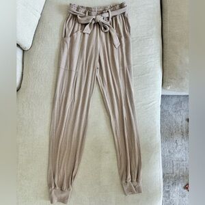 Tie-Waist Taupe Jogger Pants for Women